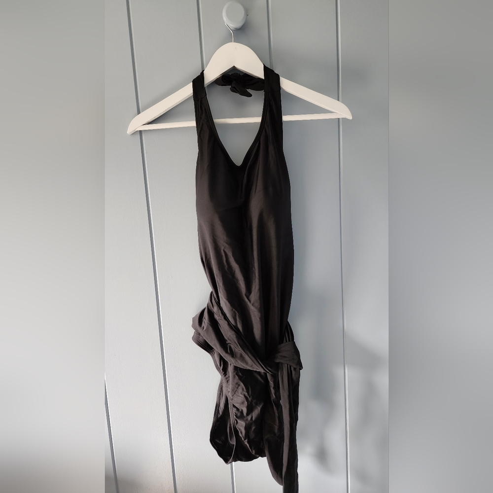 Meet.Curve one-piece size XL high neck halter with waist tie swimsuit